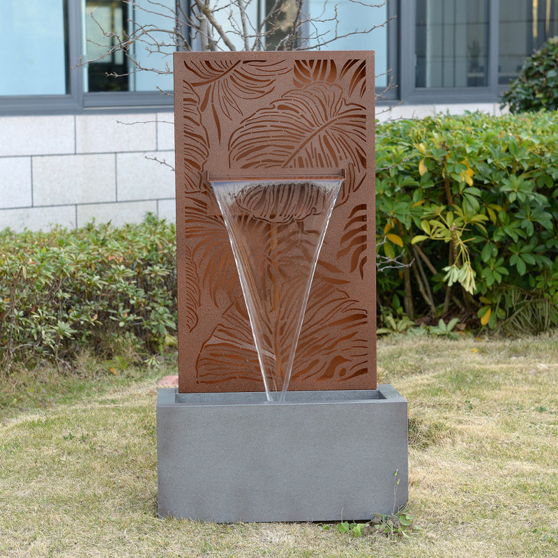 Fontaine à DEL avec feuilles tropicales