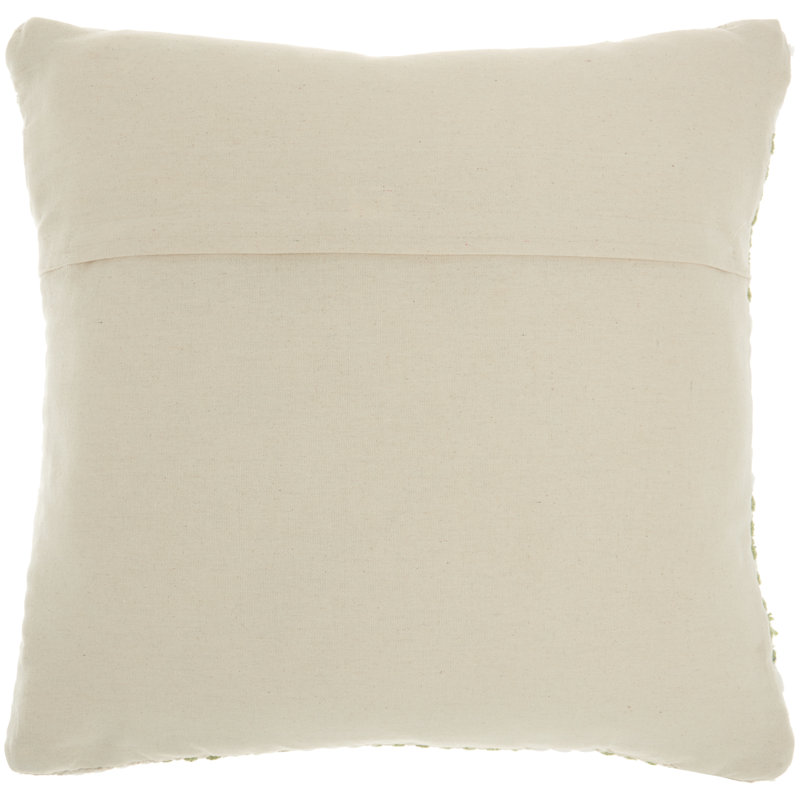 Sage Green and Ivory Woven Cotton Throw Pillow Set, 20" Square