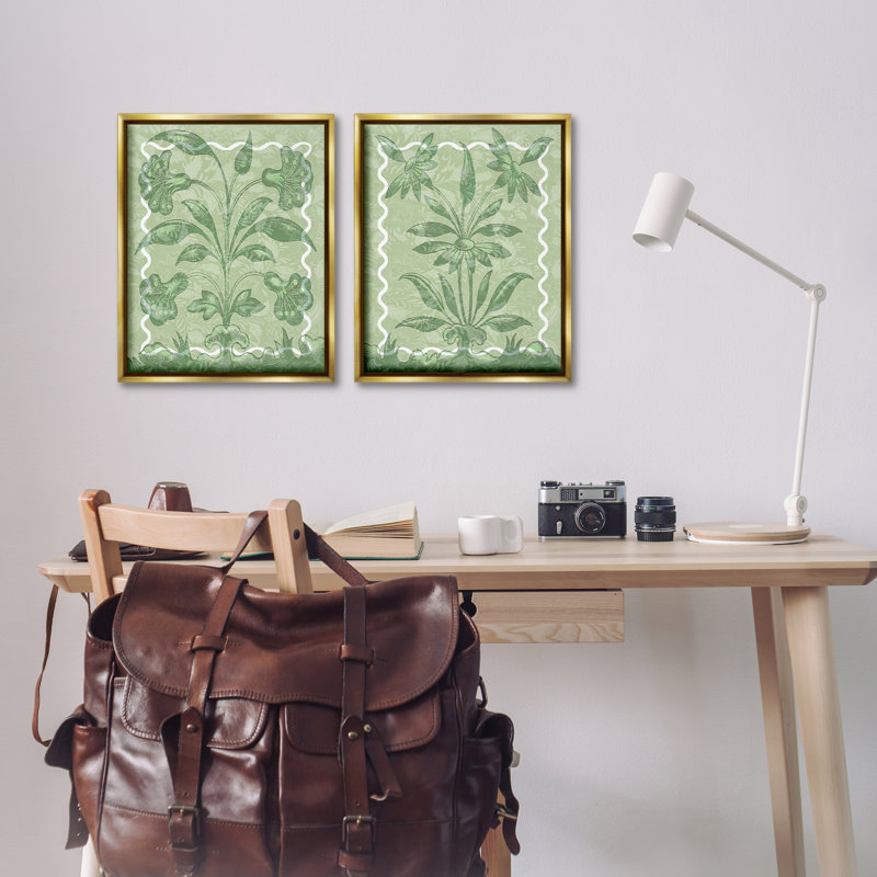 Ensemble de 2 toiles flottantes symétriques Leafy Botanicals, design par Lil 'Rue, H 21 po x l 17 po