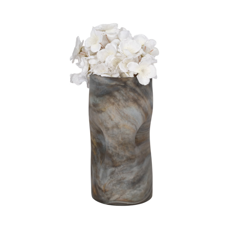16" Dimpled Alabaster Finish Vase, Multi, 10" H x 5" W x 5" D