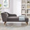Chaise longue stable en velours gris et mousse haute avec bordure dorée