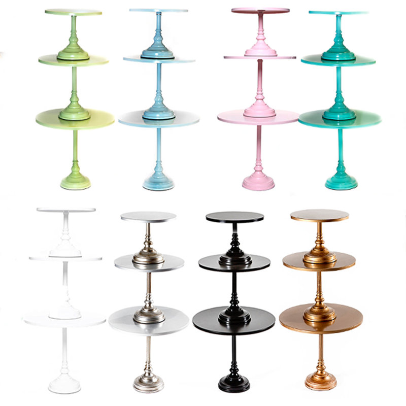 Sandee Simple 3 Piece Cake Stand Set, Gold
