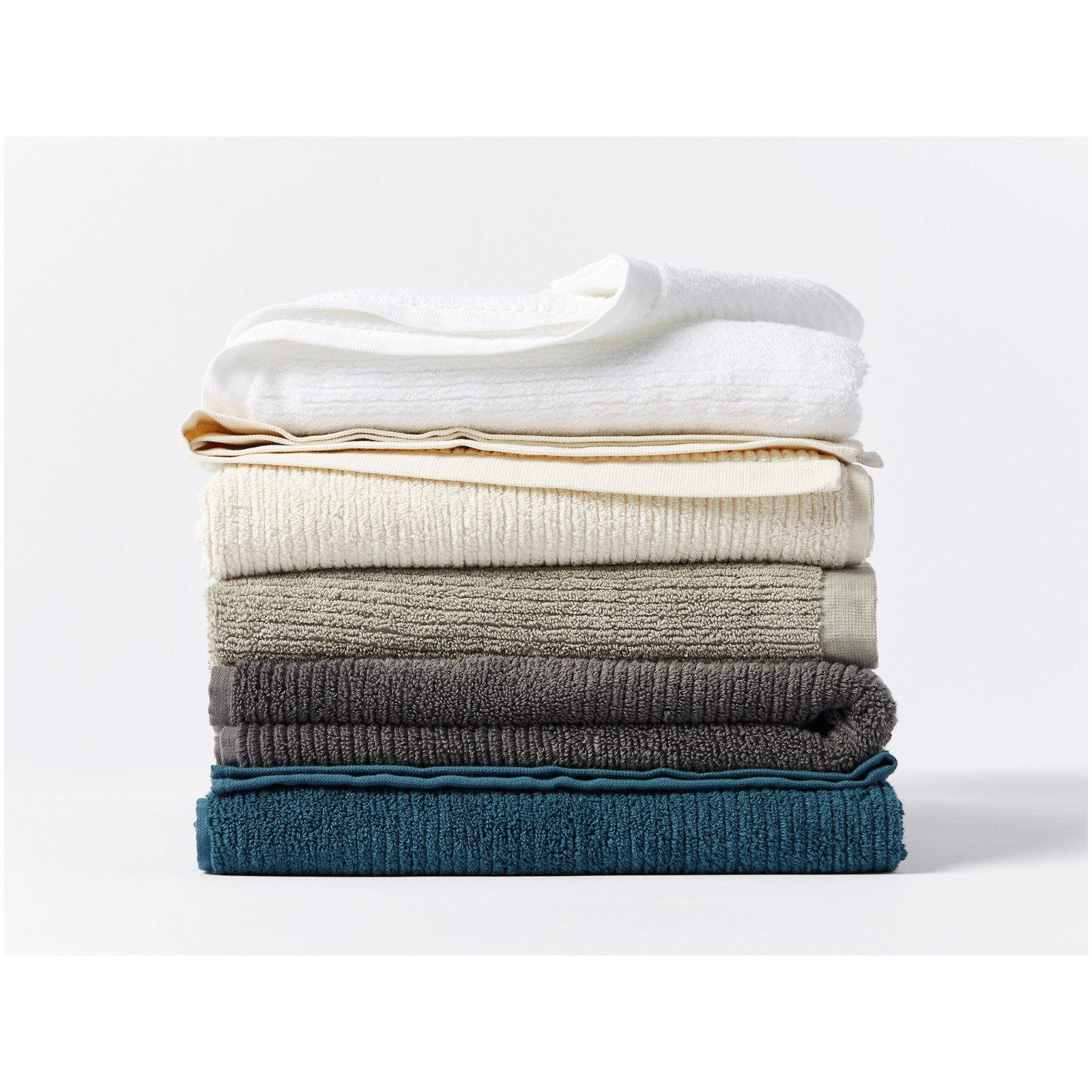 Temescal Organic Ribbed 6pc Towel Set, Alpine White