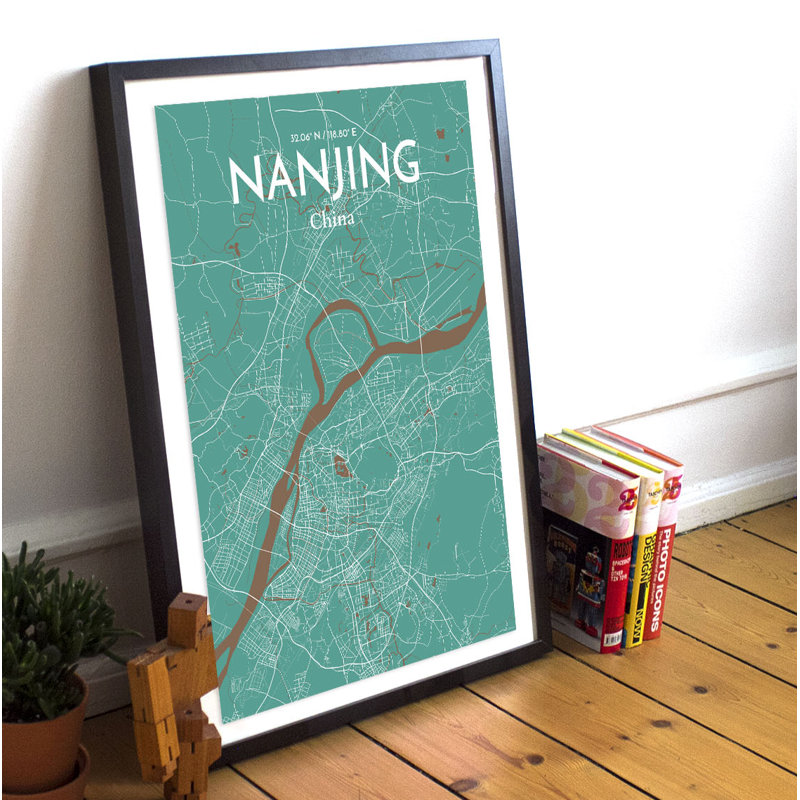 Nanjing City Map 1 Piece Wall Art, 91.4cm H x 61cm W x 0.13cm D