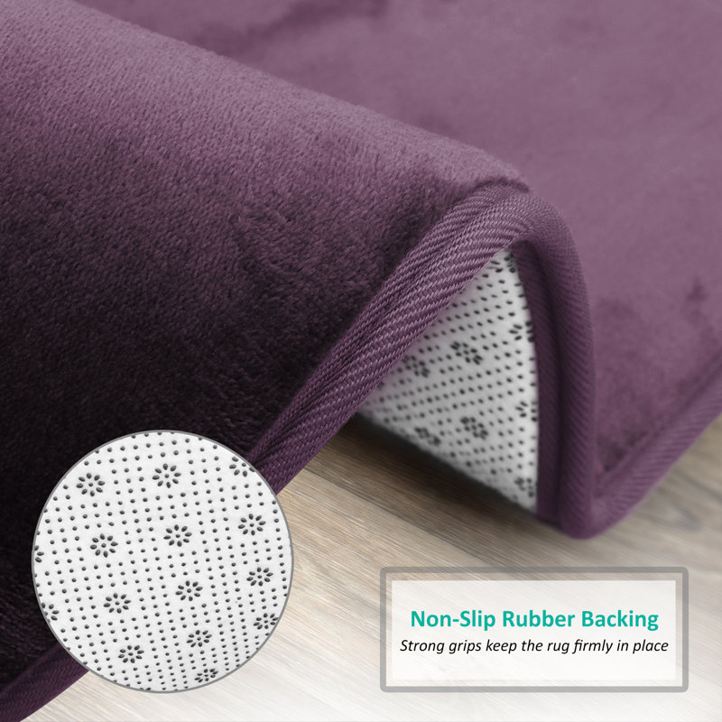 Ultra Soft and Absorbent Memory Foam Bath Rug Set with Non-Slip Backing, Large: 32" L x 20" W, Eggplant/Purple