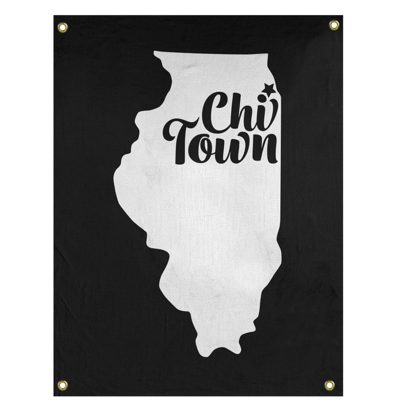 Tapisserie murale chi town illinois, H 80 po x l 59 po, Noir