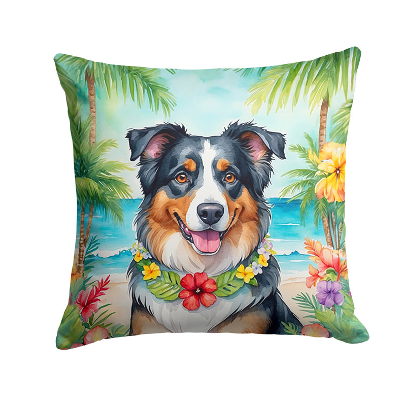 Australian Shepherd Luau Throw Pillow, H 18 po x l 18 po