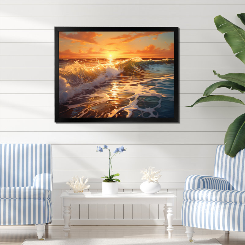 Photo de plage ensoleillée Horizons IX - Décoration murale nautique et plage, H 12 po x l 20 po x P 1 po, Cadre simple noir
