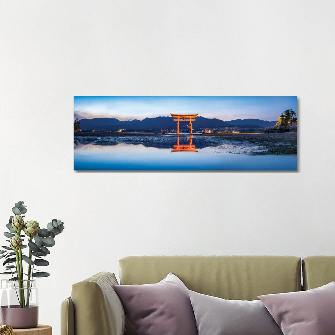 Panoramic View Of The Torii Gate Of The Itsukushima Shrine On Miyajima by Jan Becke - Wrapped Canvas Panoramic Print