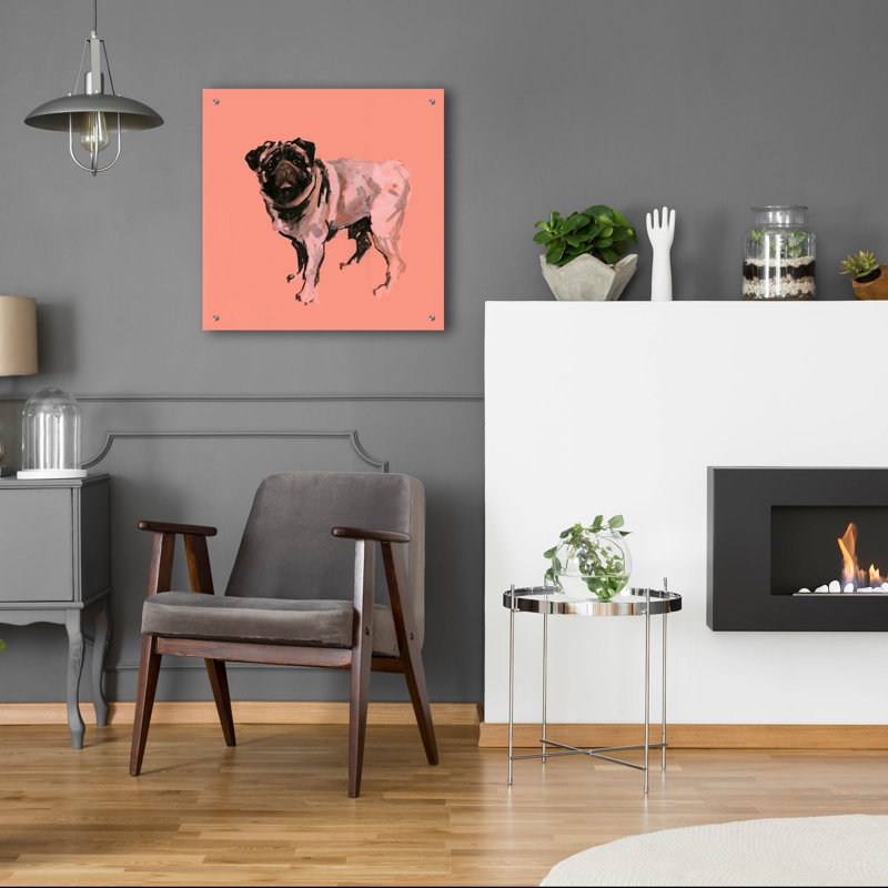 Art mural en verre épique «A Très Pop Modern Dog 7» par Cartissi, 24 po x 24 po