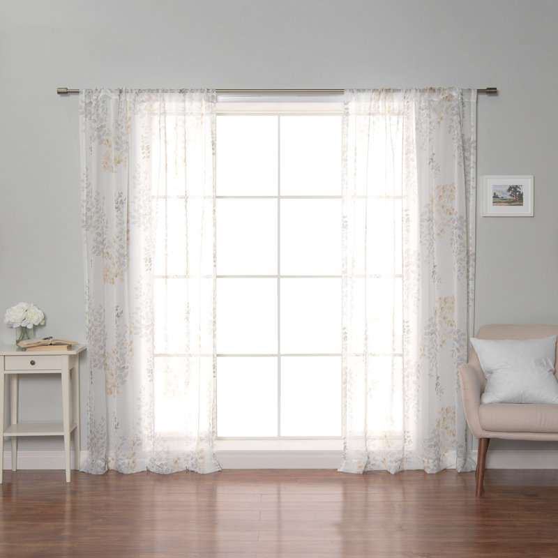 Aitkens Sheer Curtain Panel Pair, Mustard