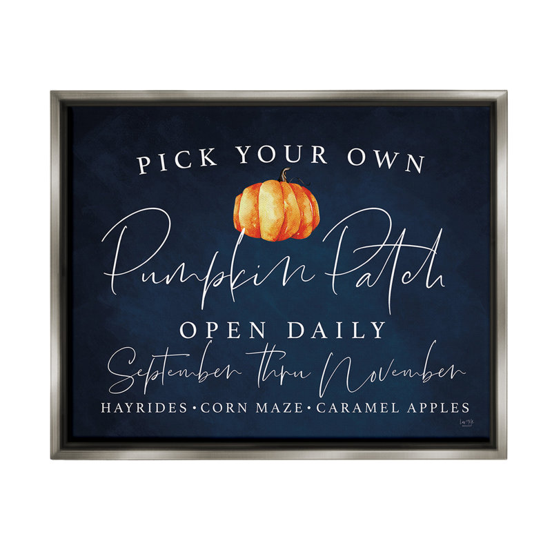 «Pick Your Own Pumpkins» sur toile, H 25 po x l 31 po, Cadre flottant gris lustré