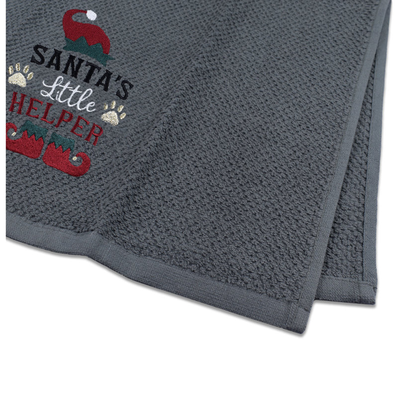 Festive Fun 3 Pack Super Absorbent Fast Drying Set Santas Helper Tea Towel, Grey