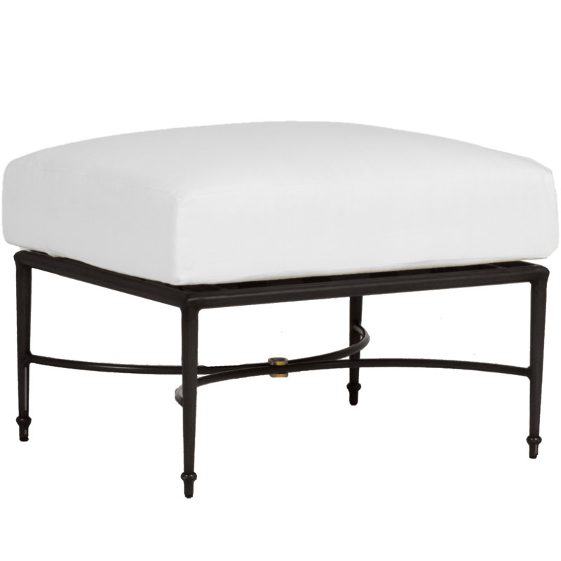 Roma Outdoor Ottoman with Cushion, No Welt, Linen Navy