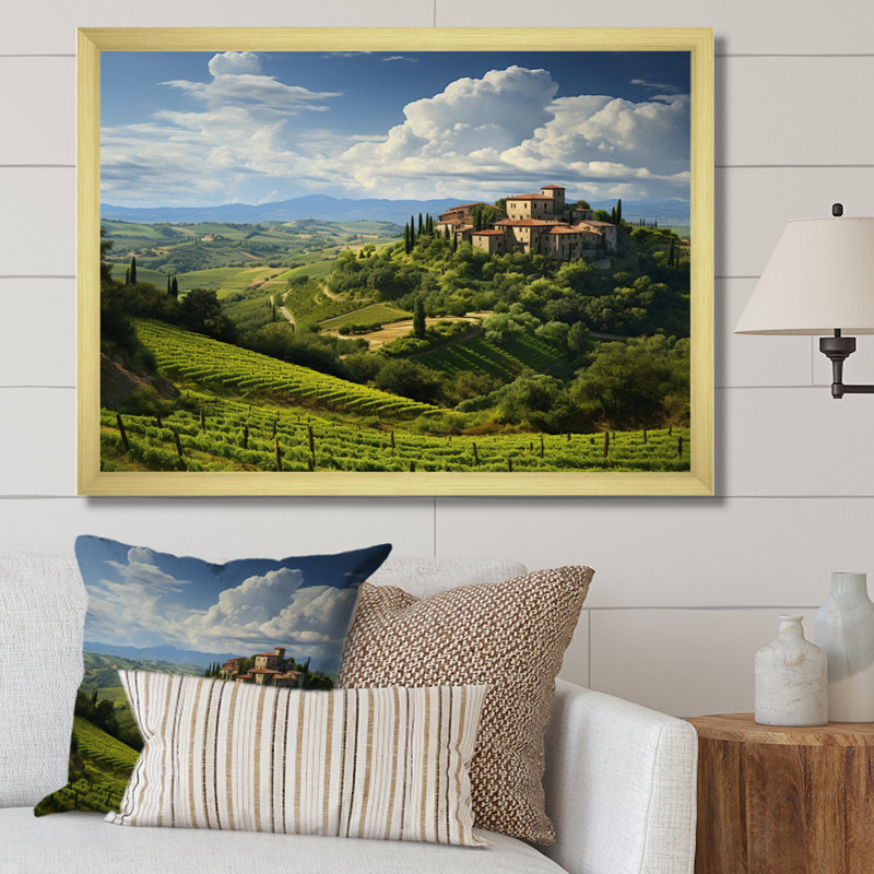 Italie, tranquillité toscane, Italie, art mural, Cadre doré simple, H 30 po x l 40 po x P 1,5 po