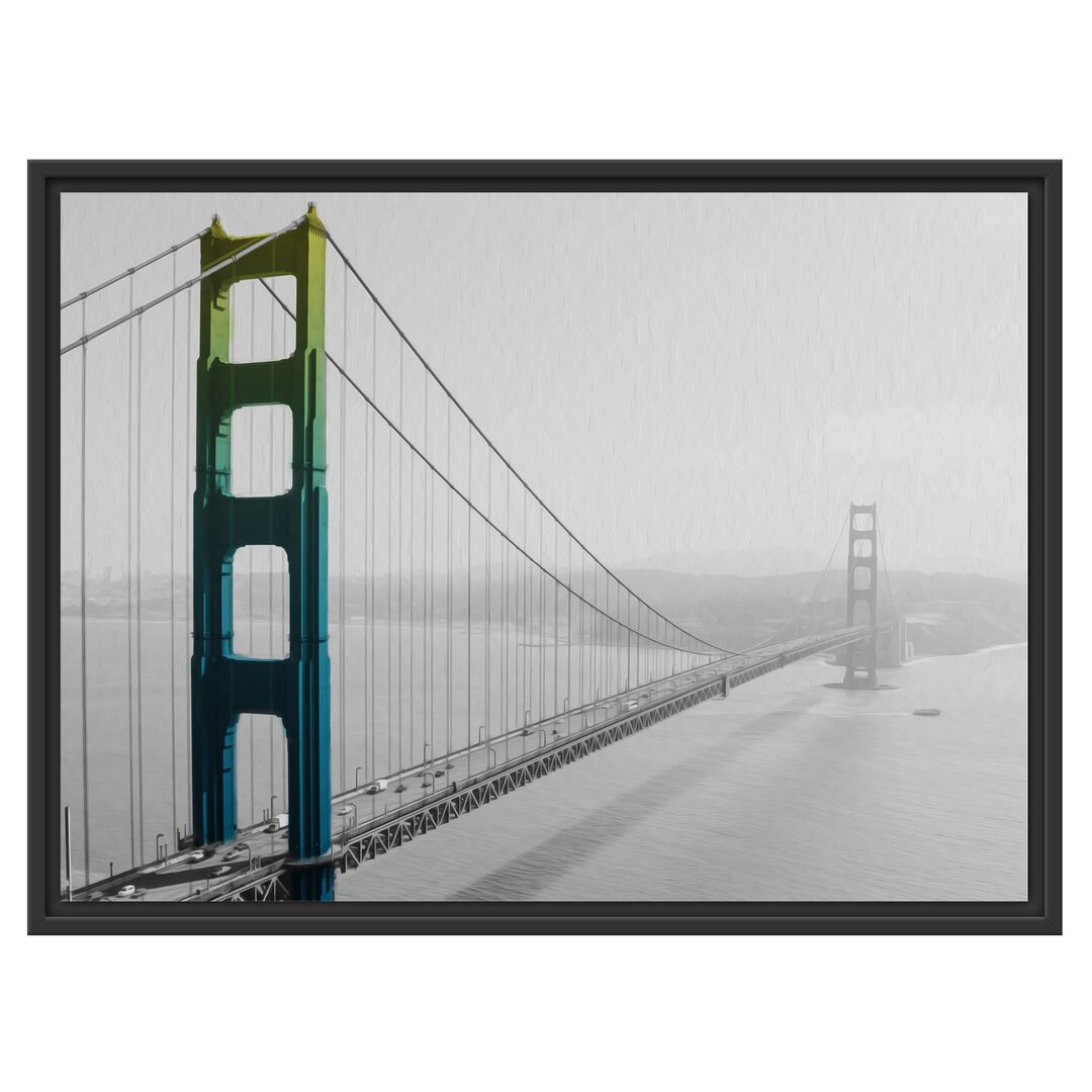 Gerahmtes Wandbild Golden Gate Bridge Regenbogen