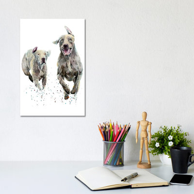 Weimaraner Runners by EdsWatercolours - Wrapped Canvas Gallery-Wrapped Canvas Giclée