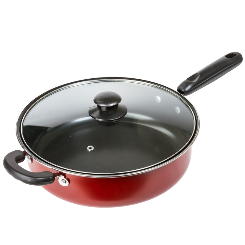 Poêle à frire antiadhésive 11 "avec couvercle Lexi Home, Rouge