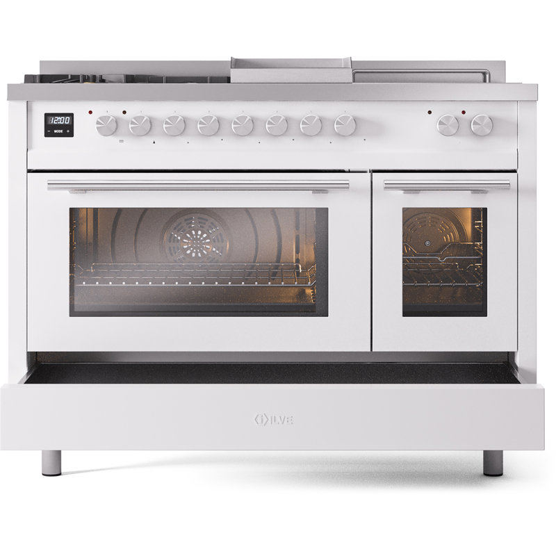 ILVE Professional Plus II 48 cuisinière à double combustible, 5 brûleurs scellés, plaque chauffante (graphite), Graphite mat
