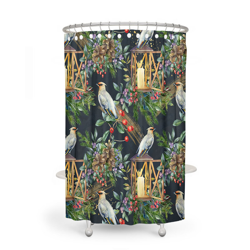 Rideau de douche simple à motif floral Bouvard, H 72 po x l 70 po