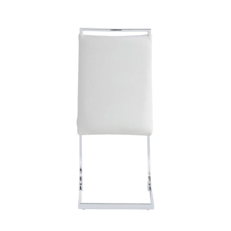 Chemash 48cm H Upholstered Metal Upholstered Back Cantilever Chair, White