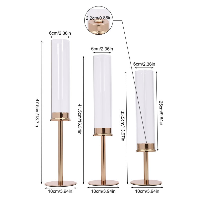 6pcs Windproof Iron Tabletop Candlestick, Gold