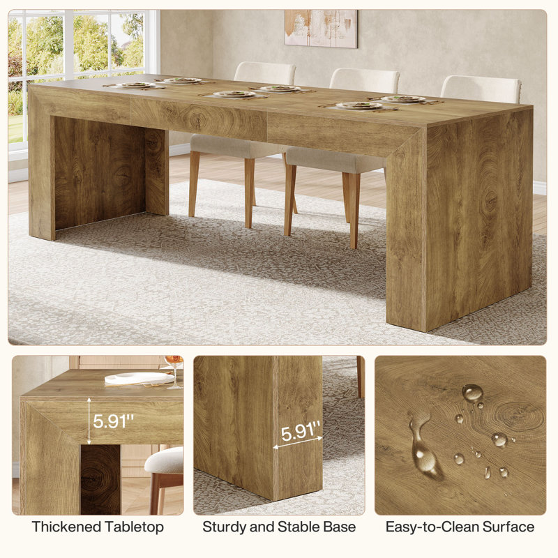Table de salle à manger 86,6 pouces, Brun