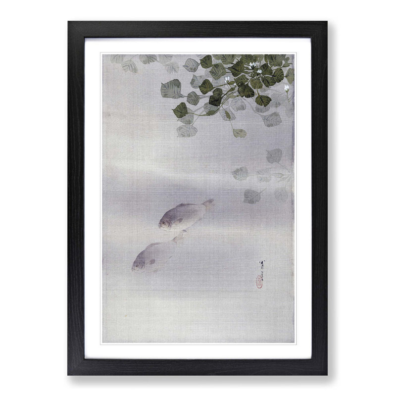 Fishes by Watanabe Seitei - Picture Frame Painting Print, 65cm H x 48cm W x 2cm D, Black Framed