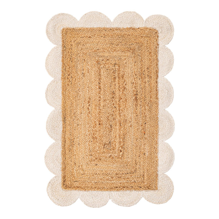 Solid Scallop Braided Jute Rug