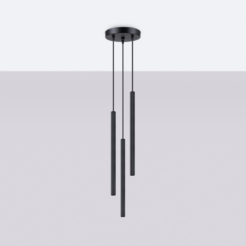 Bjarnhild 3 - Light Stainless Steel Pendant, Black