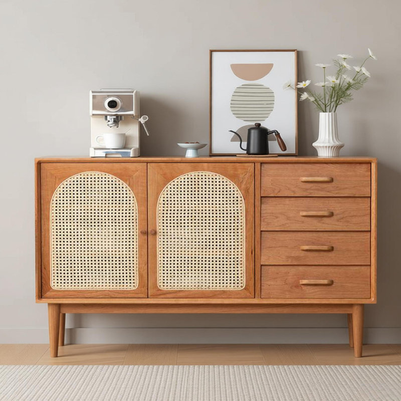 Buffet de rangement multifonctionnel en bois massif, H 35,43 po x l 59,05 po x P 15,74 po