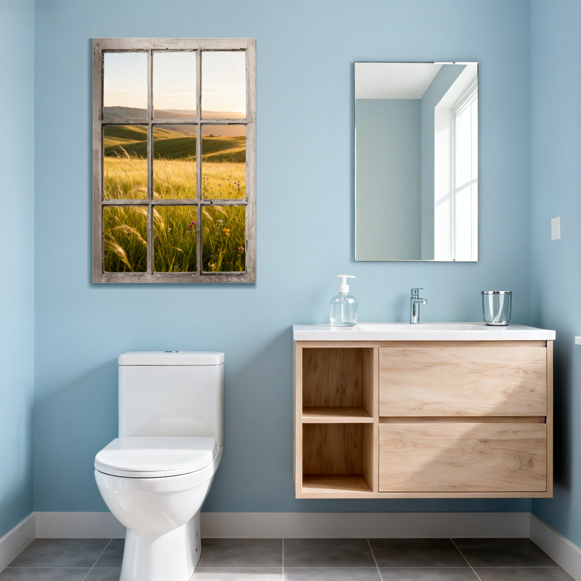 Window Grass Frame Canora Grey Landscape & Nature Window Frame Field Landscape Sunset ...