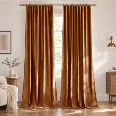  Velvet Blackout Curtains Thermal Insulated Room Darkening Drapes with Rod Pocket/Back Tab/Shower Hook Hanging Options for Bedroom Privacy, 2 Panels
