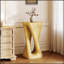Table d'appoint d'extérieur Twist Shape, béton léger avec texture semblable au bois, pour le patio et le balcon-2081539813