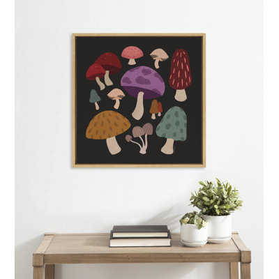 «Forest Mushroom Dark» par Carey Copeland, reproduction d'art sur toile encadrée