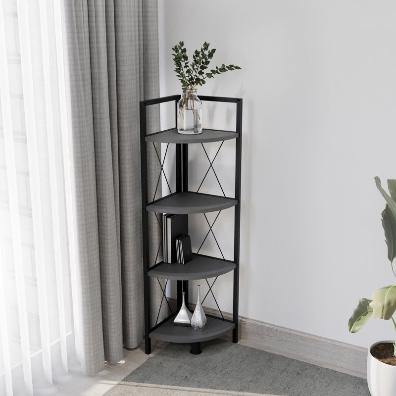 Addley Bookcase, Black, (4 Shelves) 123cm H x 34cm W x 34cm D.
