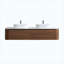 Ensemble de meuble-lavabo mural 72 po en noyer 72 po avec double lavabo, ensemble de meuble-lavabo mural avec porte-serviettes gratuit, double lavabo ovale en céramique rayé blanc, pré-assemblé, pour grande salle de bain-1995737705-1995737706