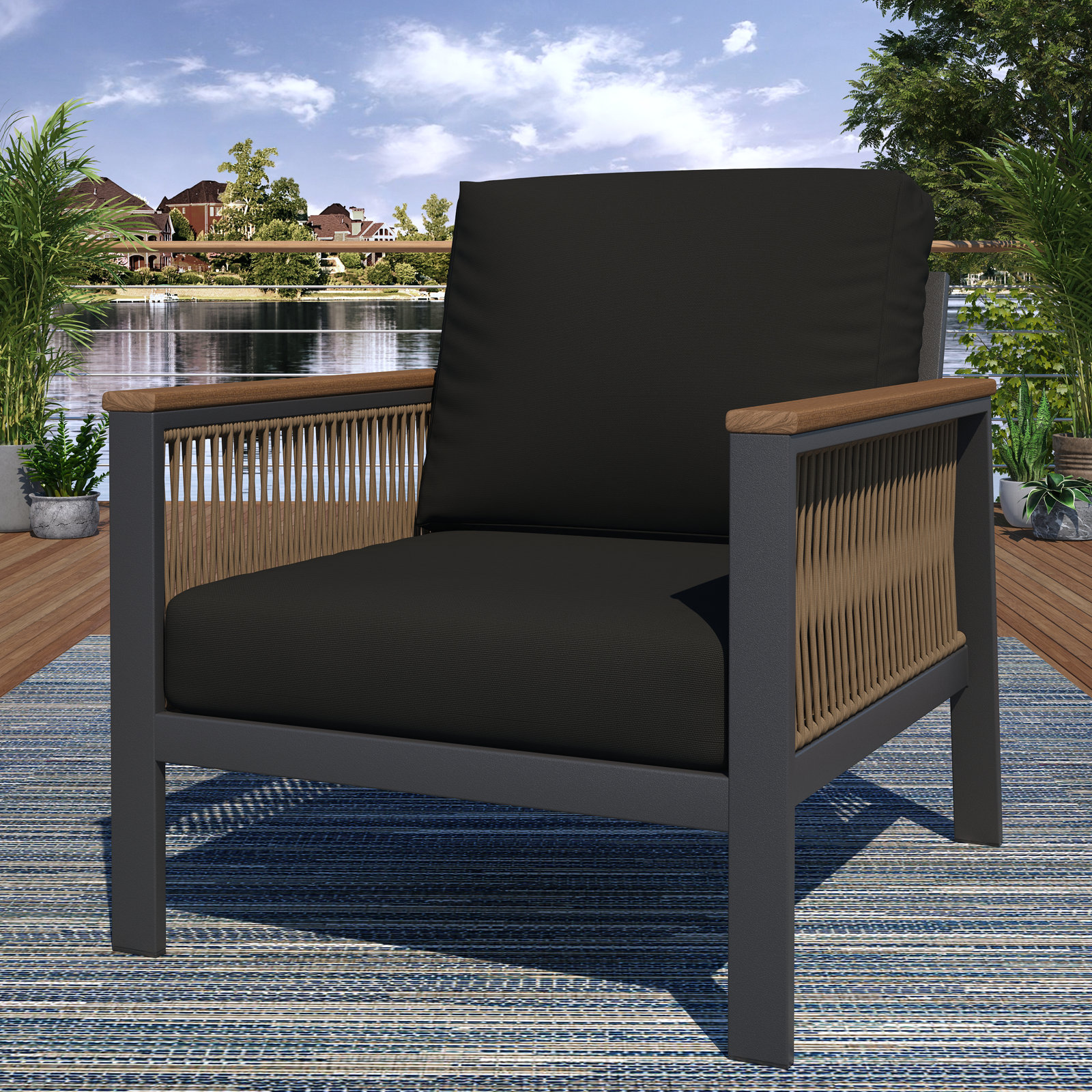 Townsend Sunbrella® Patio Lounge Chair, Canvas Black Sunbrella® Canvas