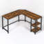 Acima 138cm Wide L-Shape Computer Desk Workstation With 2 Shelves Industrial Rustic Brown Furniture