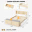 Structure de lit en bois avec banc de rangement intégré au pied de lit, 4 tiroirs, tête de lit couleur bois naturel-2130104443-2130104447