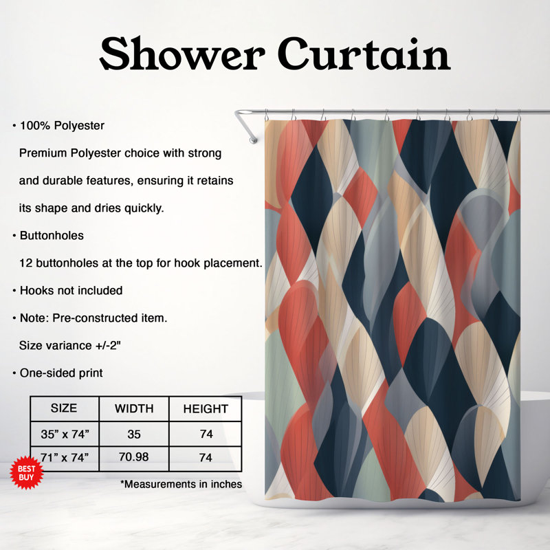 Rideau de douche Eclectic Abstract - Premium, H 74 po x l 71 po
