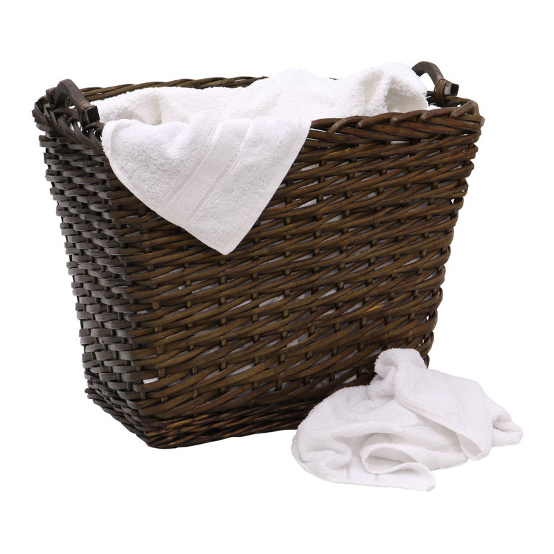 Hand Woven Wicker Laundry Basket with Handles