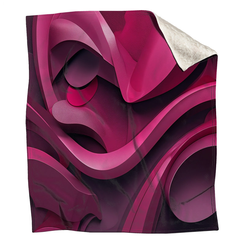Couvertures roses à courbes abstraites, 60in W x 80in H