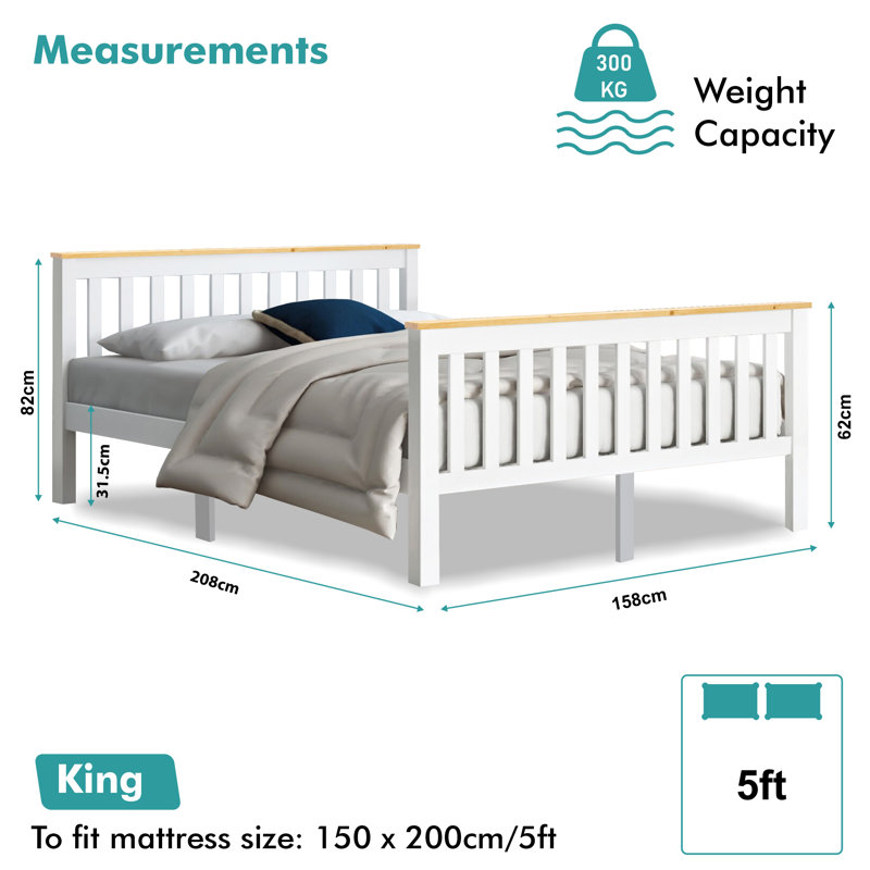 Aadyn Wooden Bed Frame With Slated, Kingsize (5')