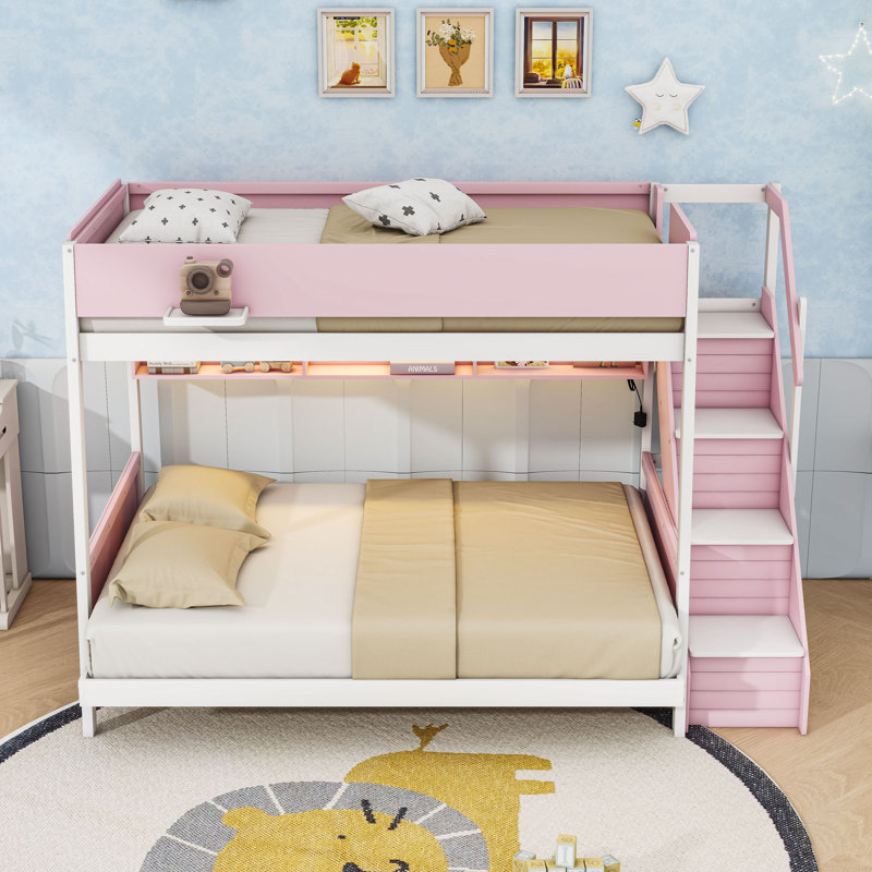 Kids Bunk Bed, Jumeaux sur complet, Rose