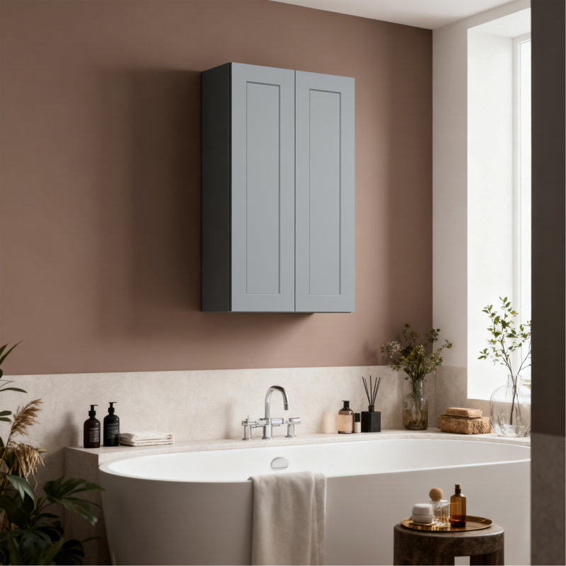 Gray Shaker Solid Wood Wall Cabinet With Soft-Close Doors, Adjustable Shelves - 30" Double Door Storage For Kitchen, Bathroom, Laundry, Garage (Easy Assembly, 30"W X 12"D X 42"H)