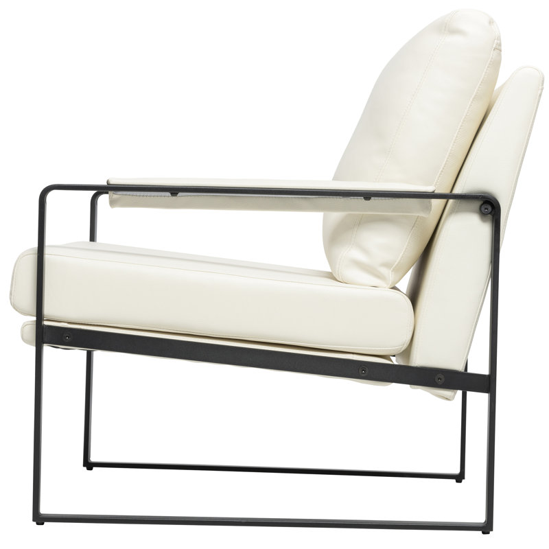 Fauteuil l 27,5 po, Similicuir blanc cassé