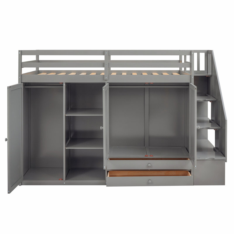 Hea Kids Twin Loft Bed, Gray
