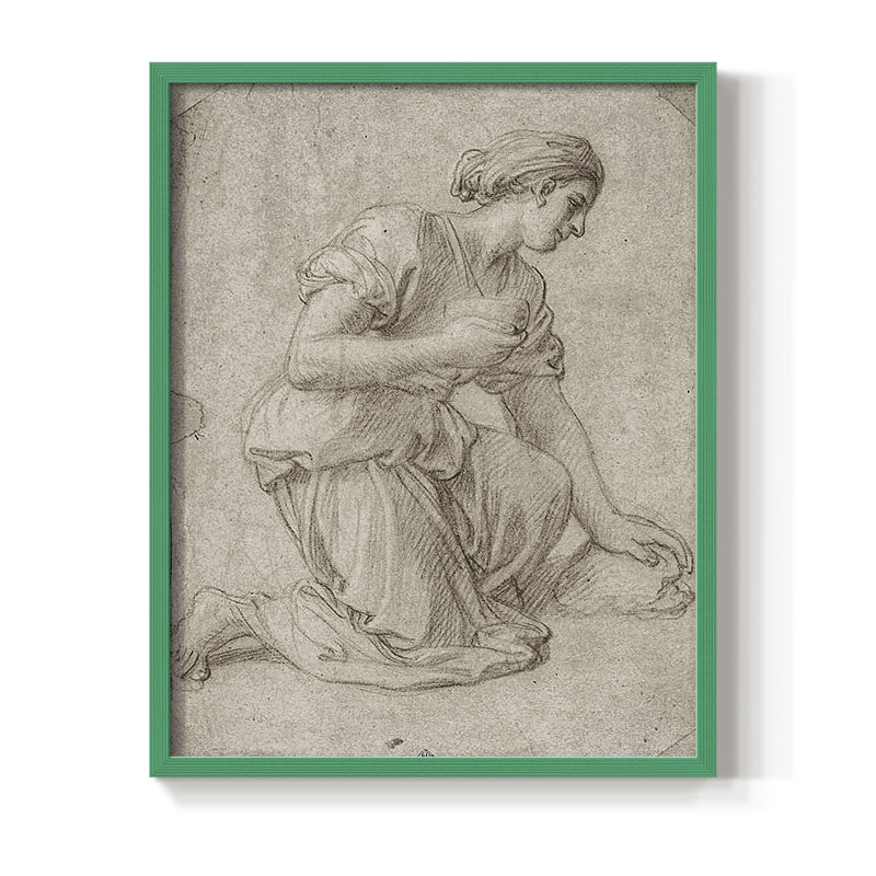 Reproduction encadrée rétro en bois massif Lxxxi, H 15 po x l 12 po, Vert