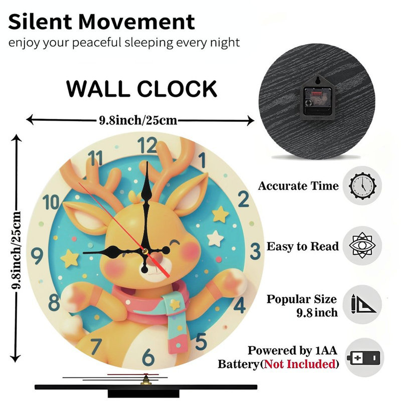 Horloge-renne-avec-foulard-et-étoiles